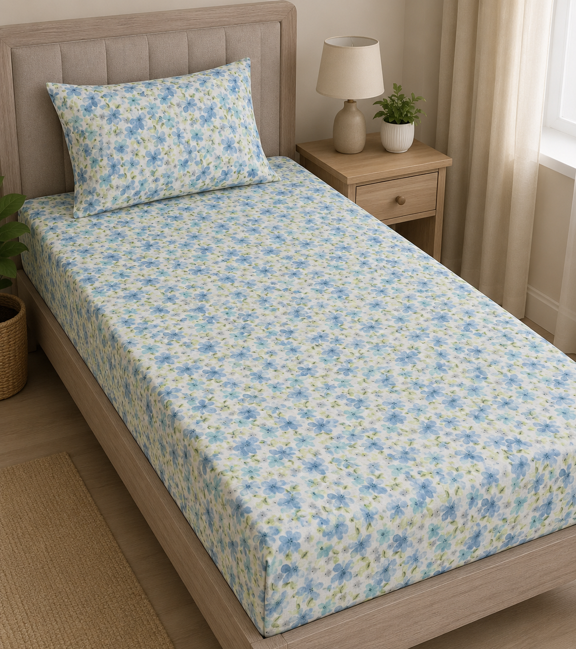 Blue Blossom Single Bedset