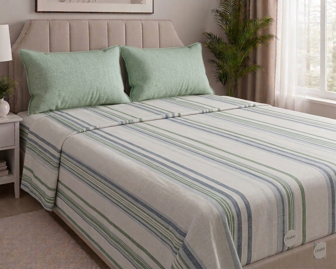 Serene Meadow Stripe Bedsheet Set