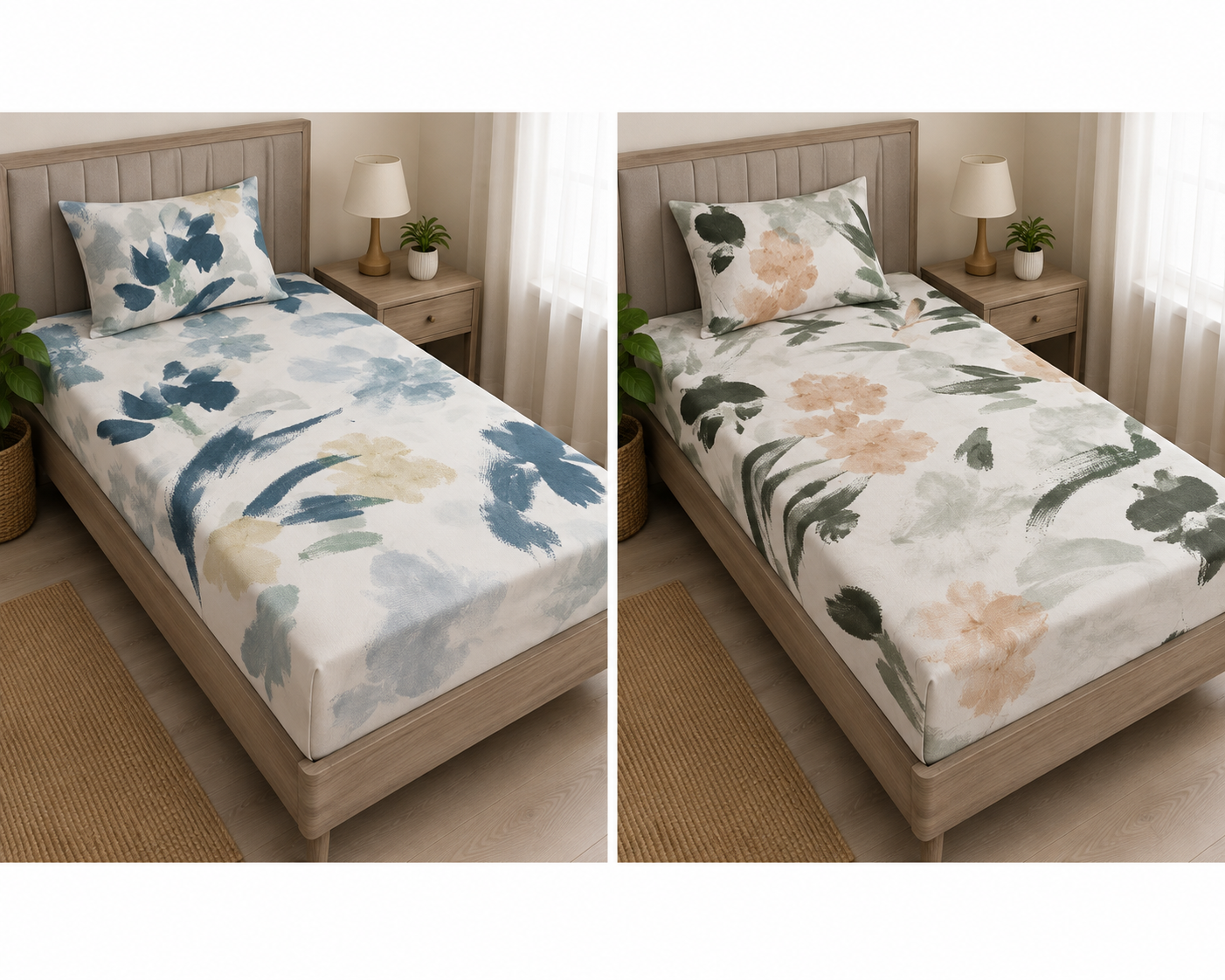 Artistic Brushstroke Botanical Single Bedding