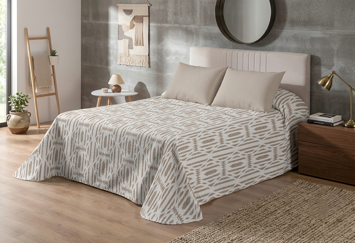 Sandstone Geometric Bedspread Set