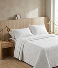 Minimalist White Palm Leaf BEDspread